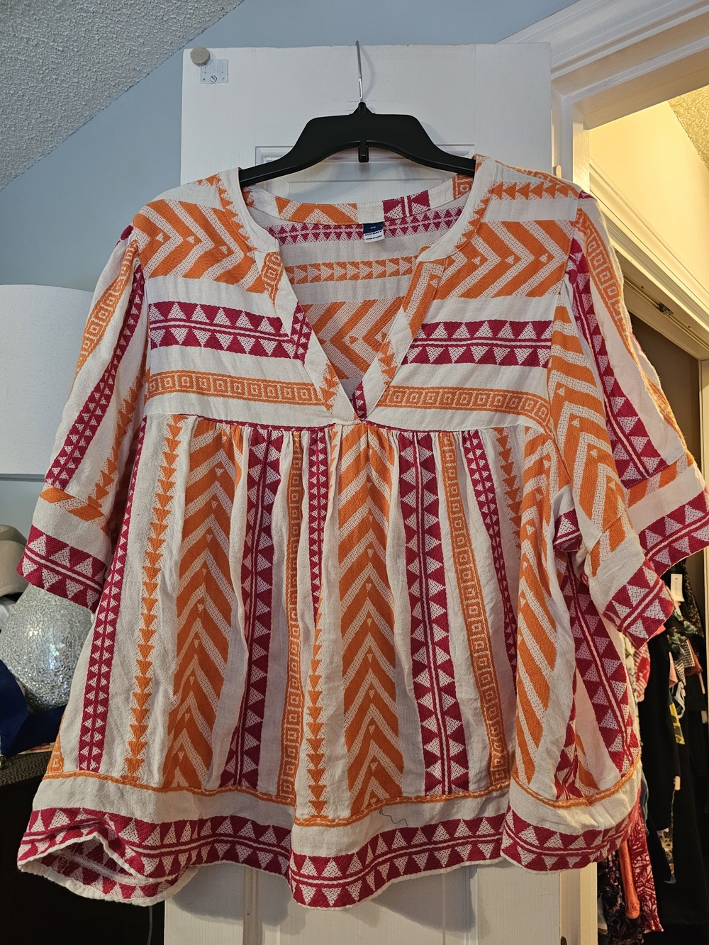 4/$25 Old Navy Orange and Pink Patterned Boho Tunic